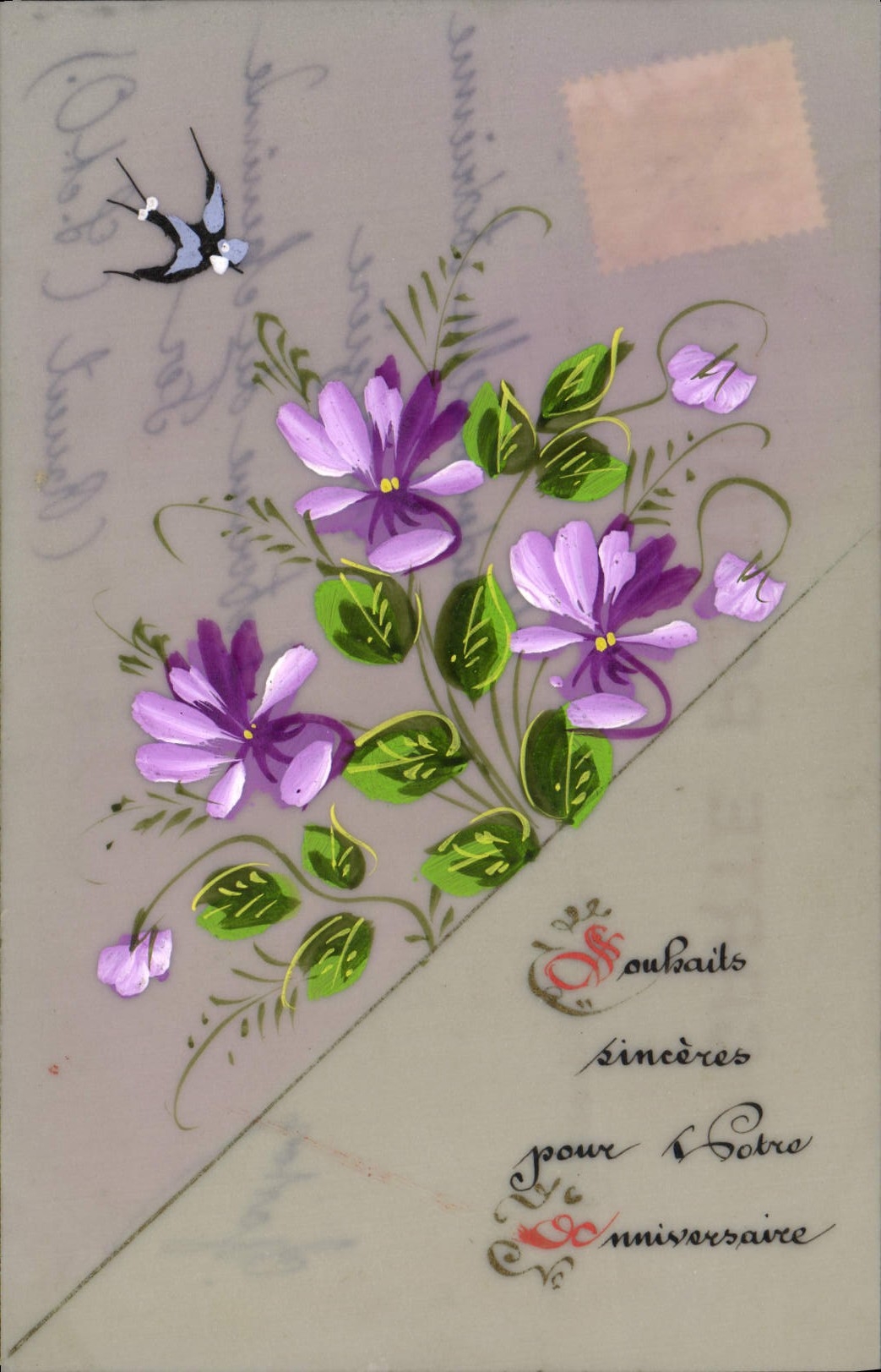 CPA Fantaisie Fleurs carte transparente