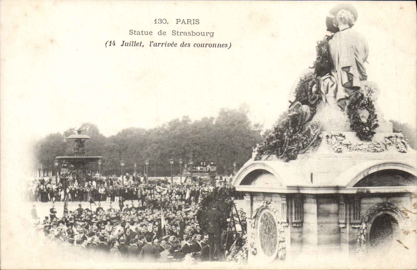 VINTAGE POSTCARD Paris Rules of Strasbourg July 14th the arrival of the crowns