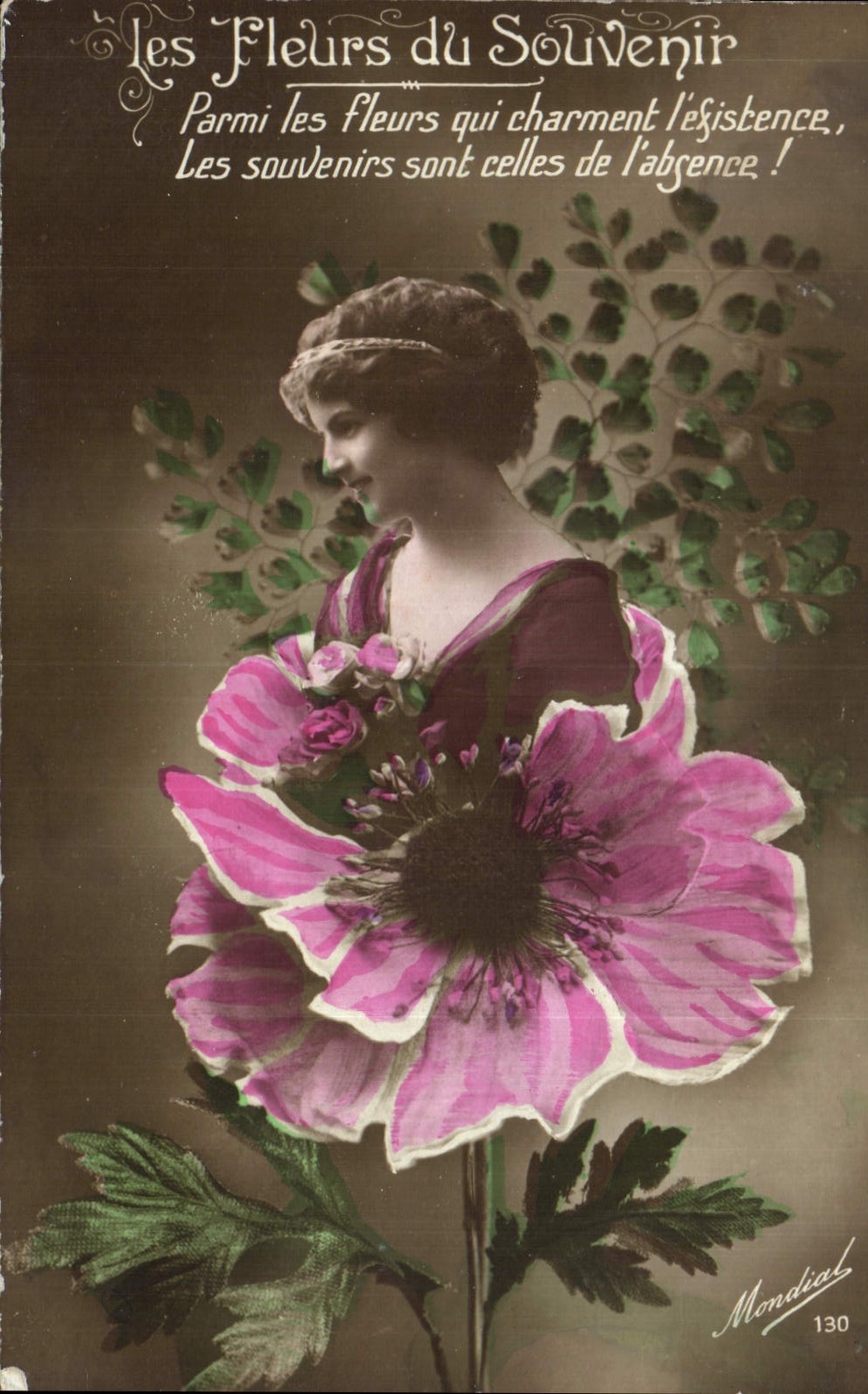 VINTAGE POSTCARD Fantasy Woman flowers known to remember