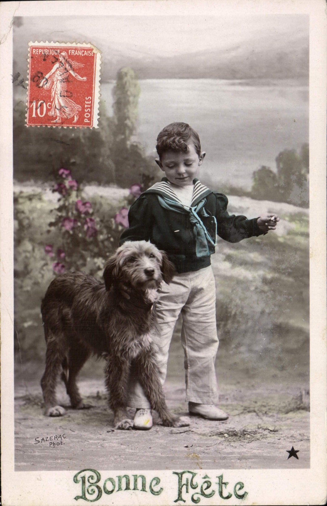 CPA Fantaisie Enfant Chien