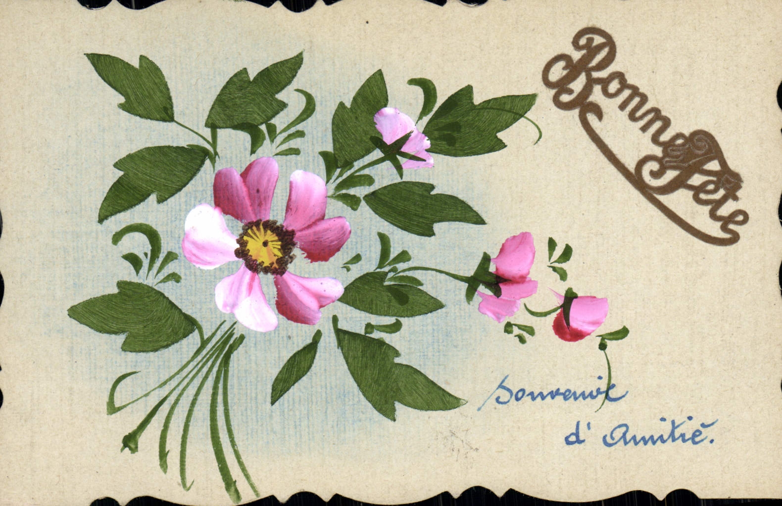 CPA Fantaisie Fleurs (dessin a la main)