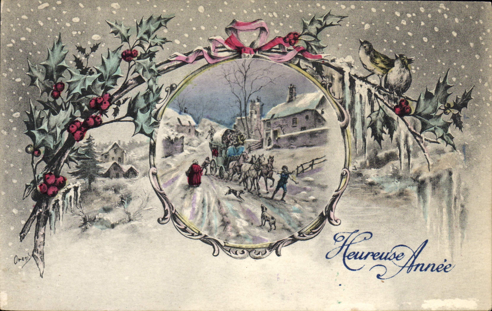 VINTAGE POSTCARD Fantasy Good Barouche Horse