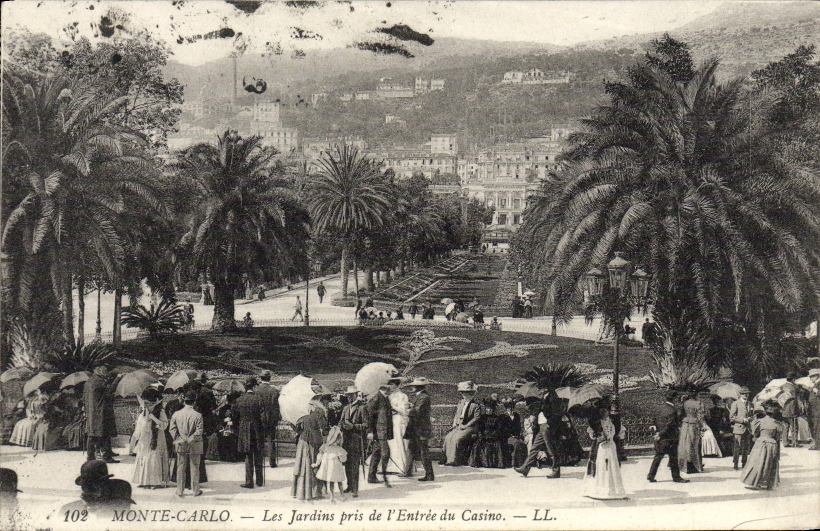 CPA Monte Carlo Les Jardins Pris de L'Entree du Casino