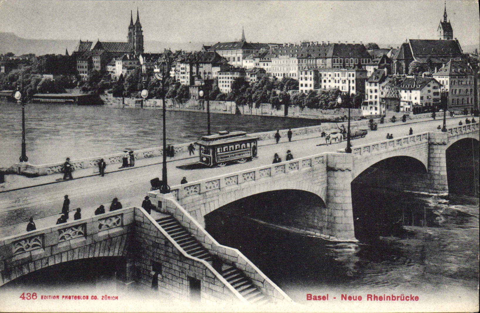VINTAGE POSTCARD Basel Neue Rheinbrucke