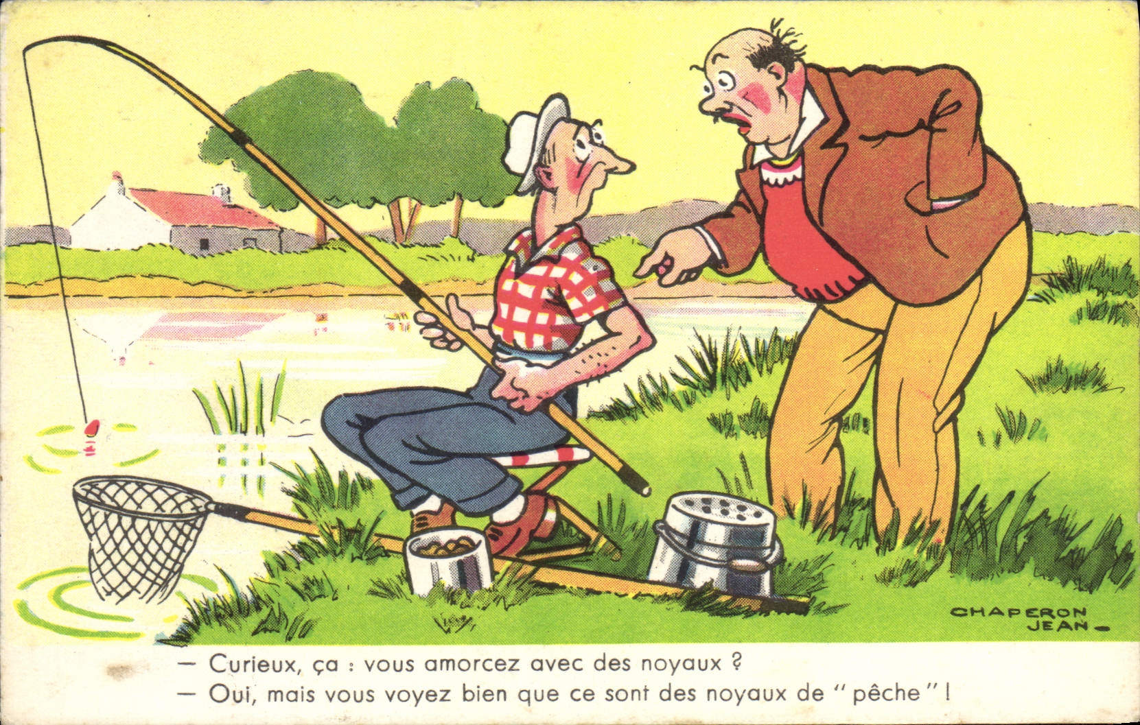 POSTAL Curieux de la VENDIMIA usted comienza a pecador de la pesca