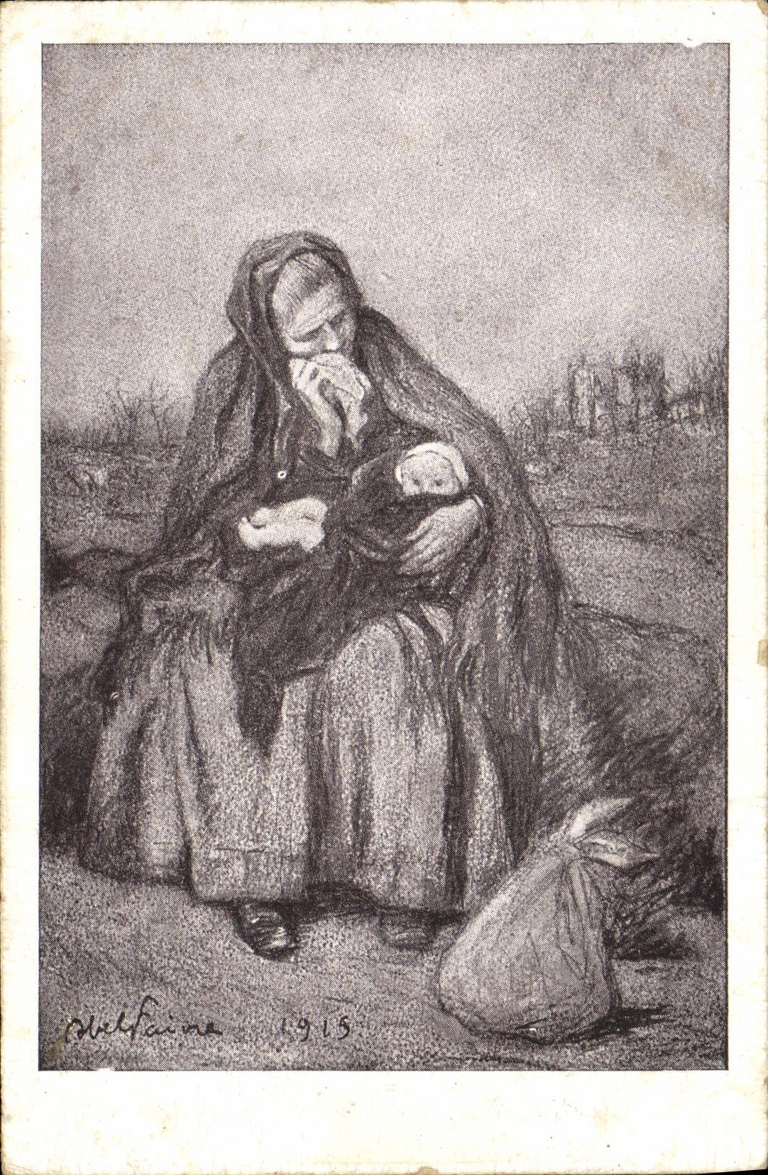 VINTAGE POSTCARD Illustrator Abel Faivre 1915 Woman