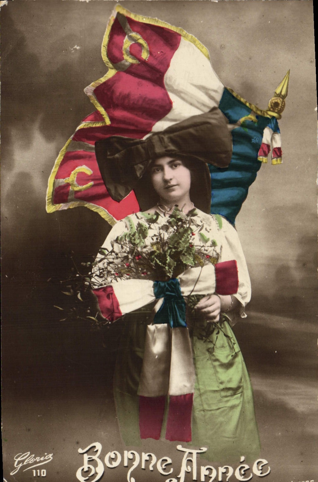 VINTAGE POSTCARD Fantasy Woman Alsace Militaria