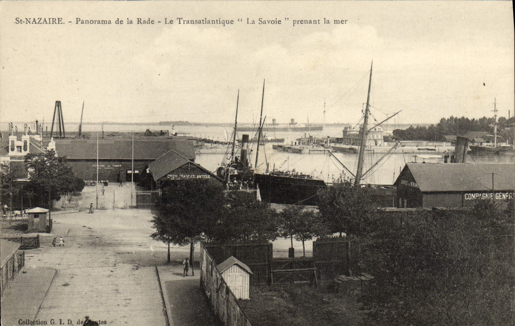 VINTAGE POSTCARD St Nazaire Panorama of the Roads the Deck chair Savoy taking the sea Boat