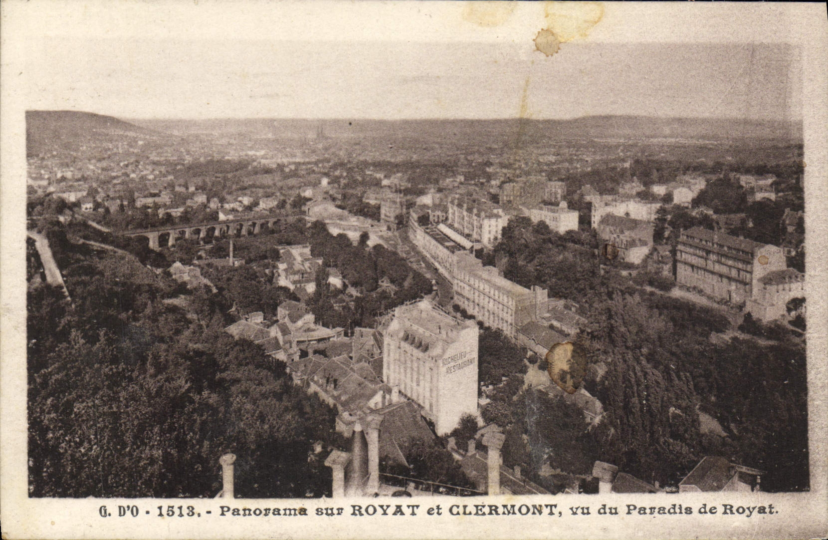 VINTAGE POSTCARD Panorama on Royat and Clermont seen of the Paradise of Royat