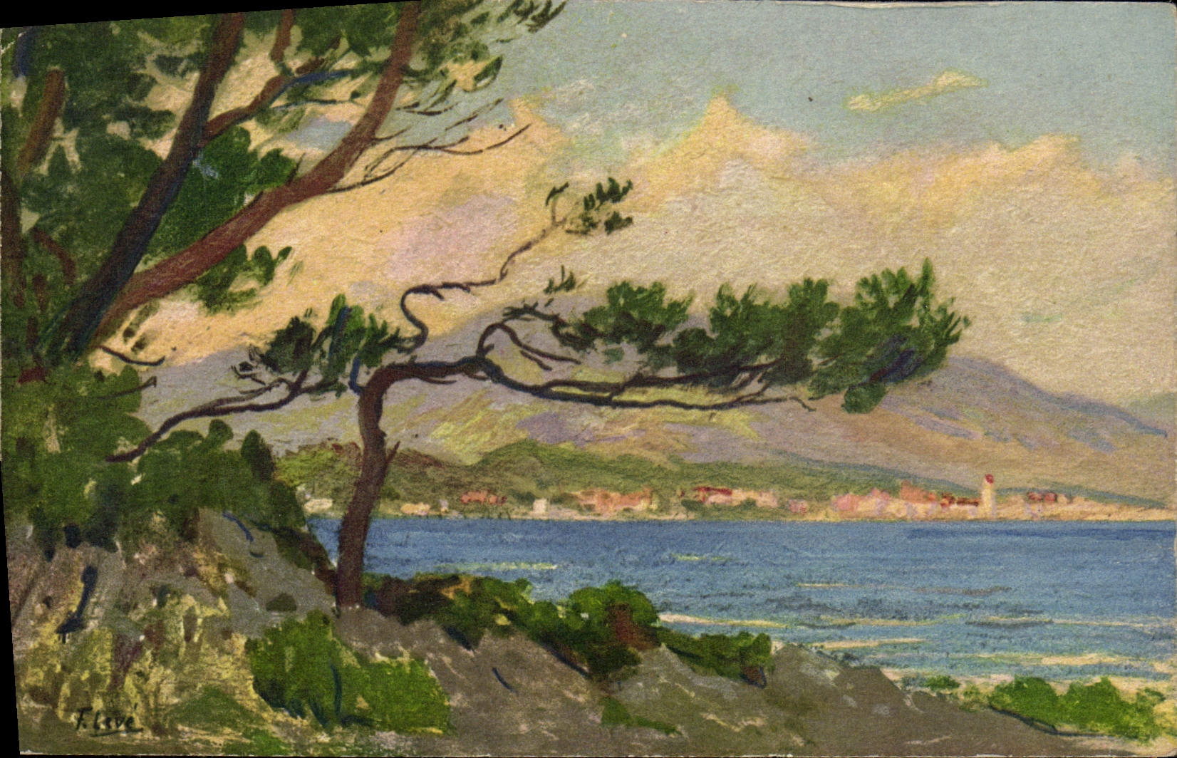 POSTAL de la VENDIMIA vista encendido Menton