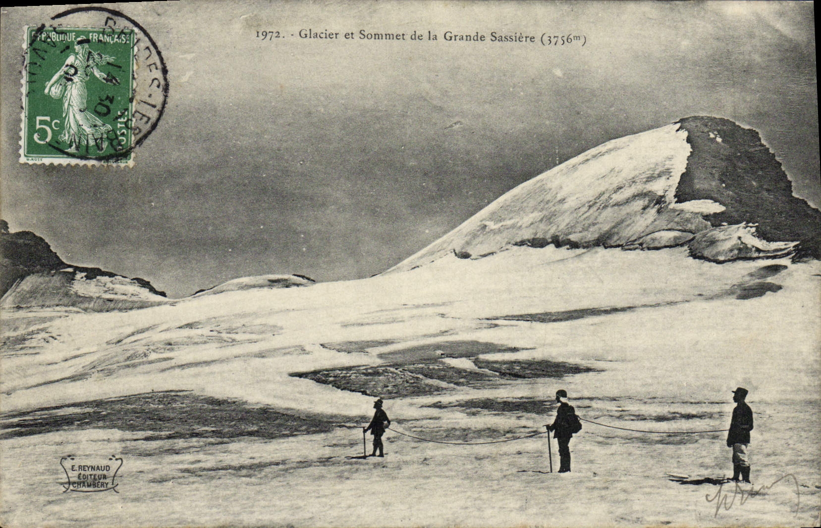 VINTAGE POSTCARD Glacier and Summit of Large Sassiere alpinism