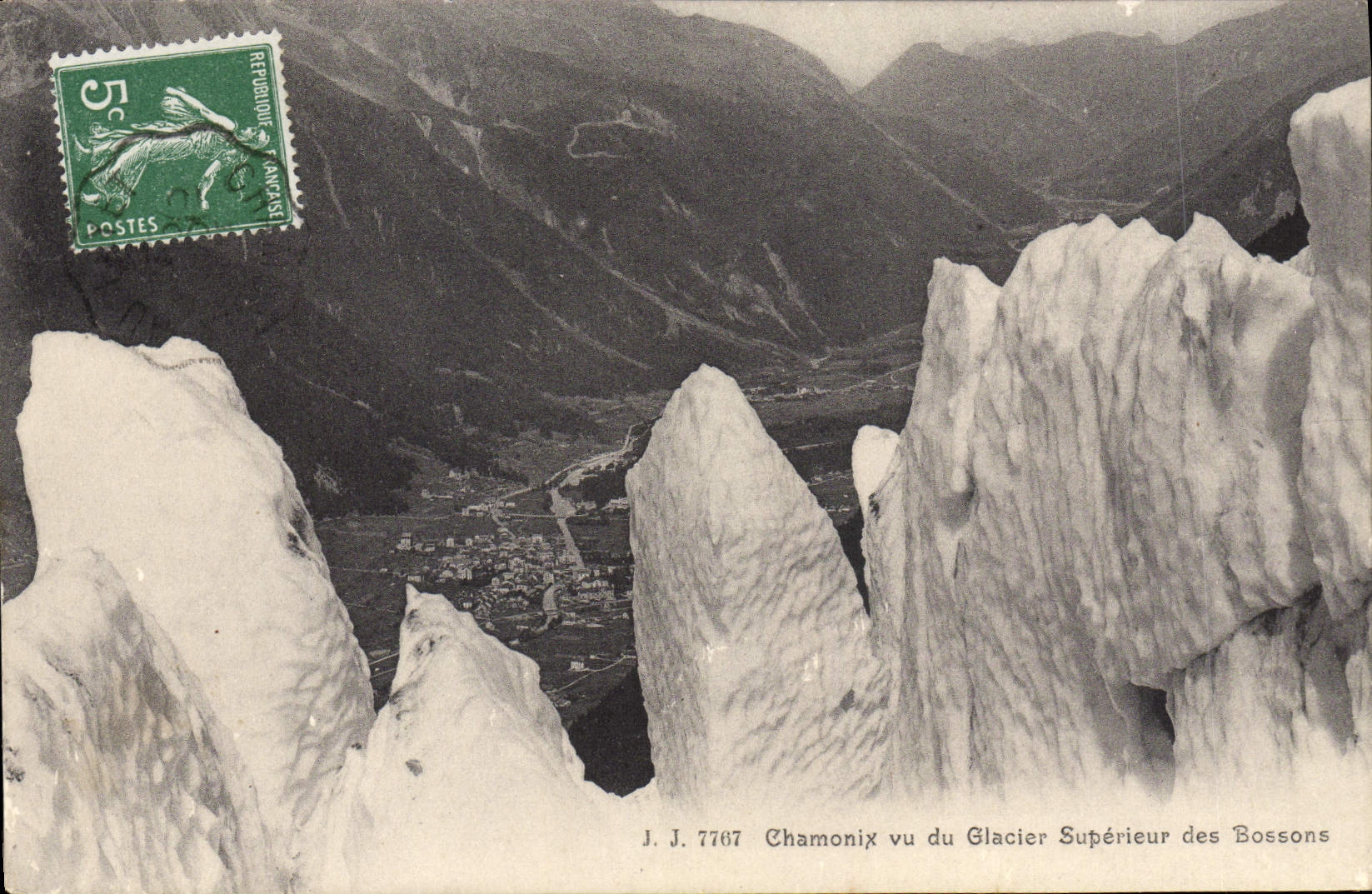 La POSTAL Chamonix de la VENDIMIA visto del glaciar más alto del nos dejó trabajar