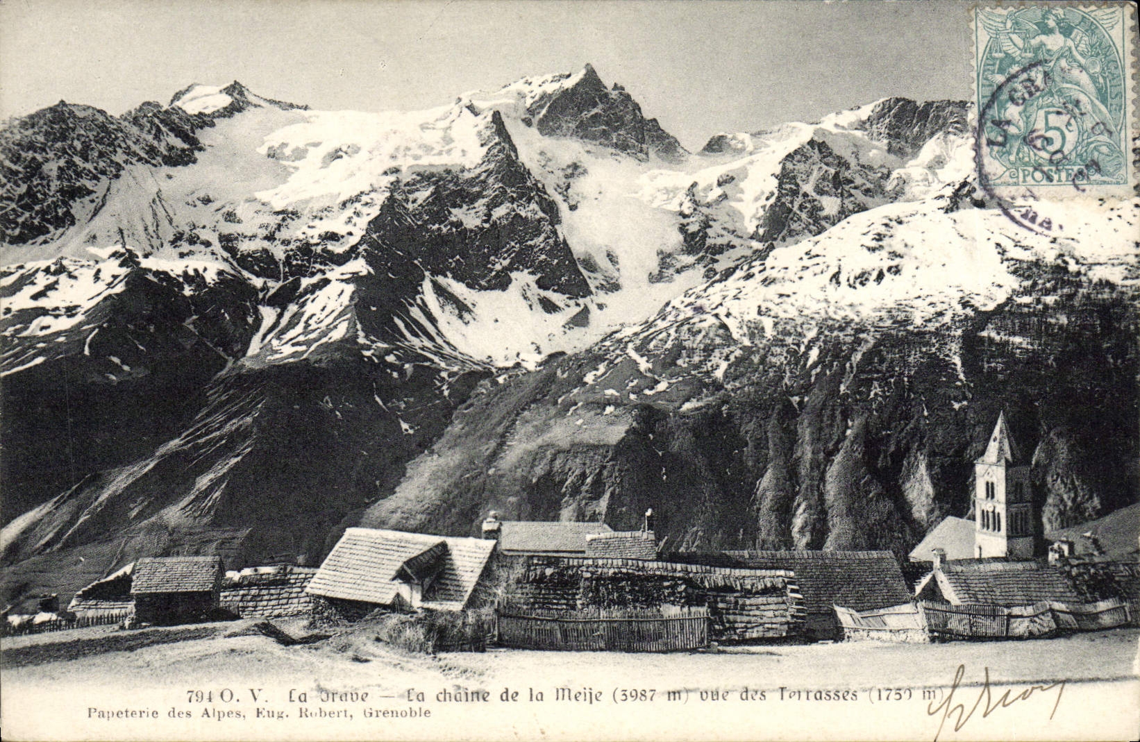 VINTAGE POSTCARD Low register the chain of Meije seen of the terraces