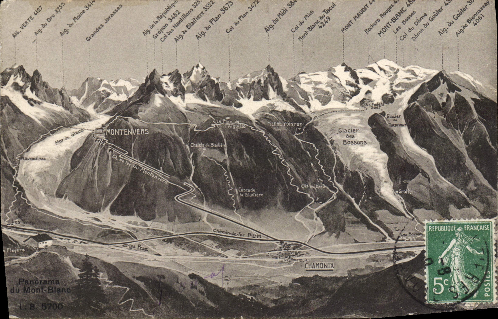 Panorama de la POSTAL de la VENDIMIA de Mont Blanc