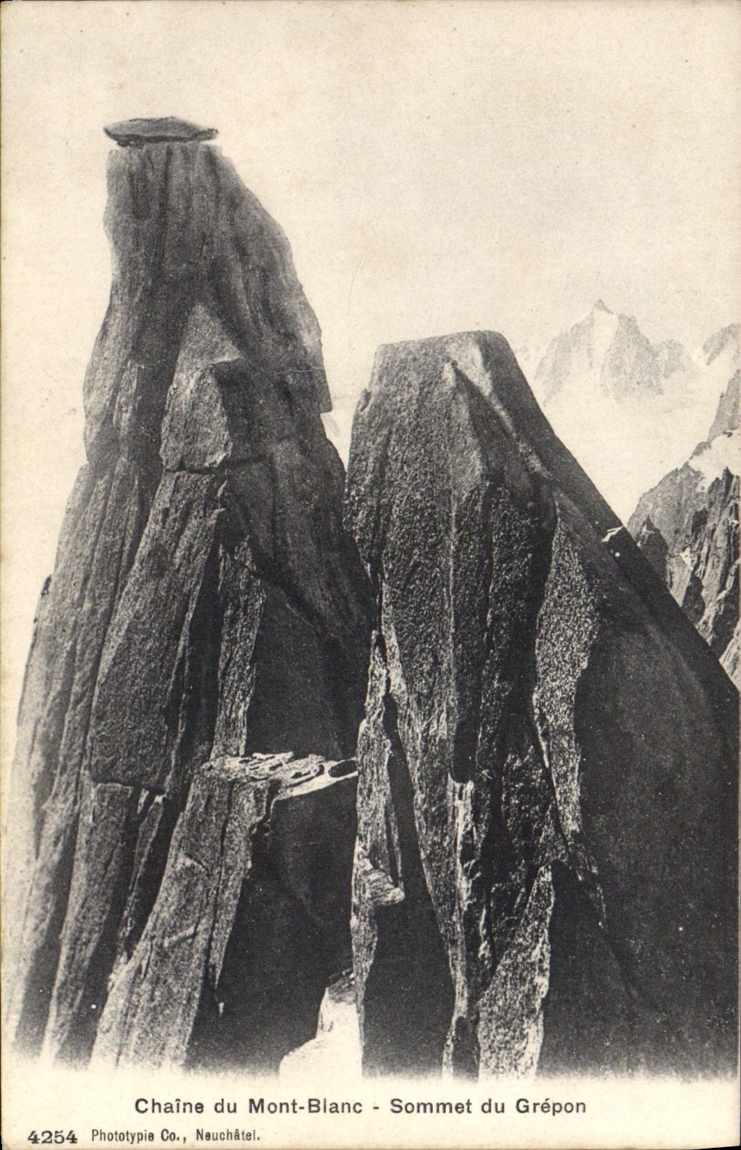 Cadena de la POSTAL de la VENDIMIA de la cumbre de Mont Blanc de Grepon