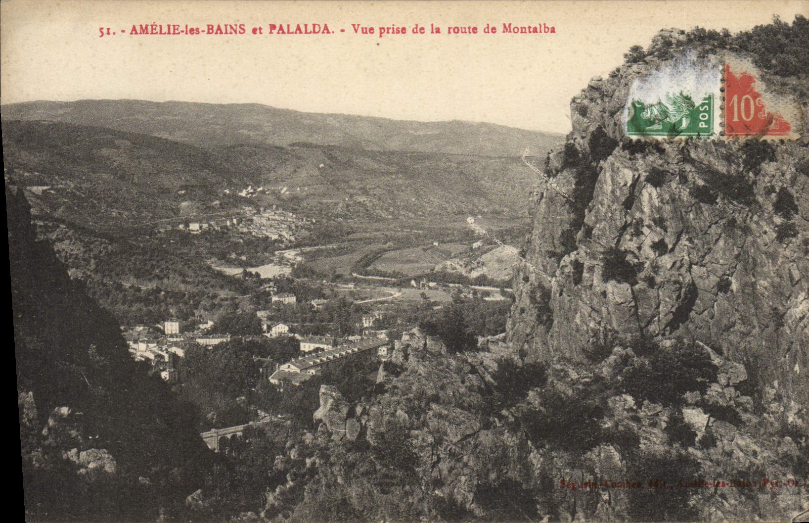 VINTAGE POSTCARD Amélie les Bains and Palalda Seen from of the road of Montalba
