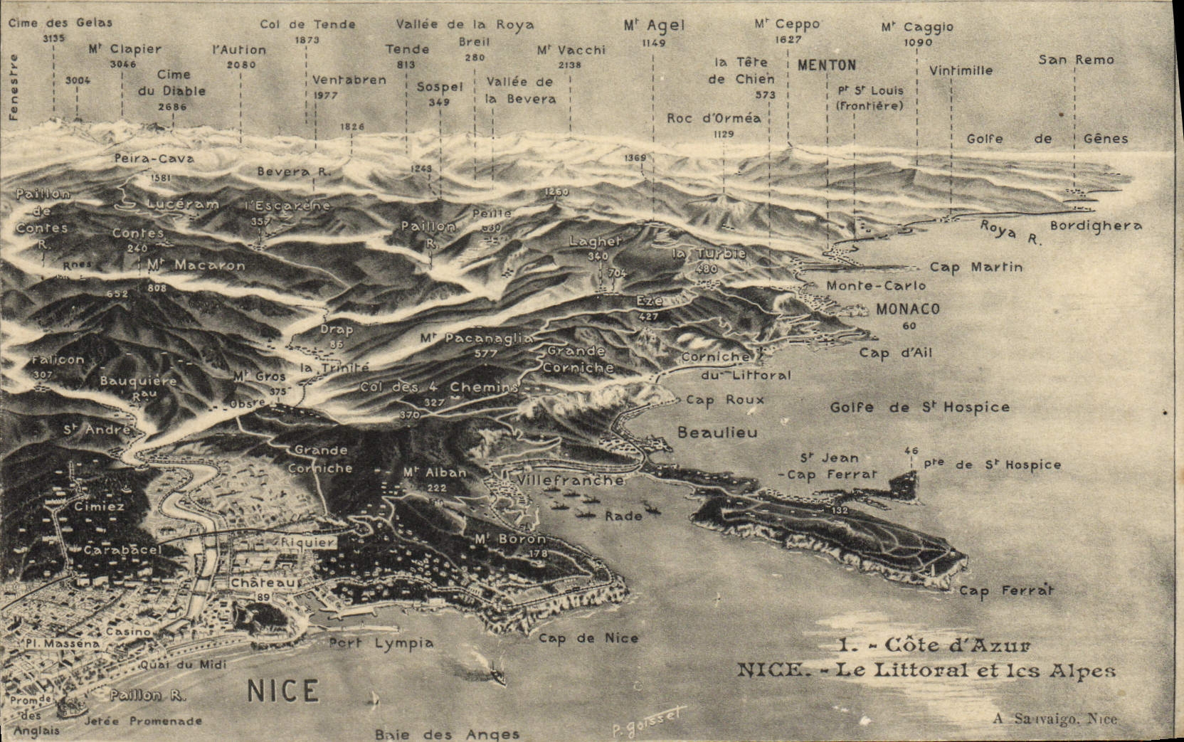 CPA Nice Le littoral et les Alpes