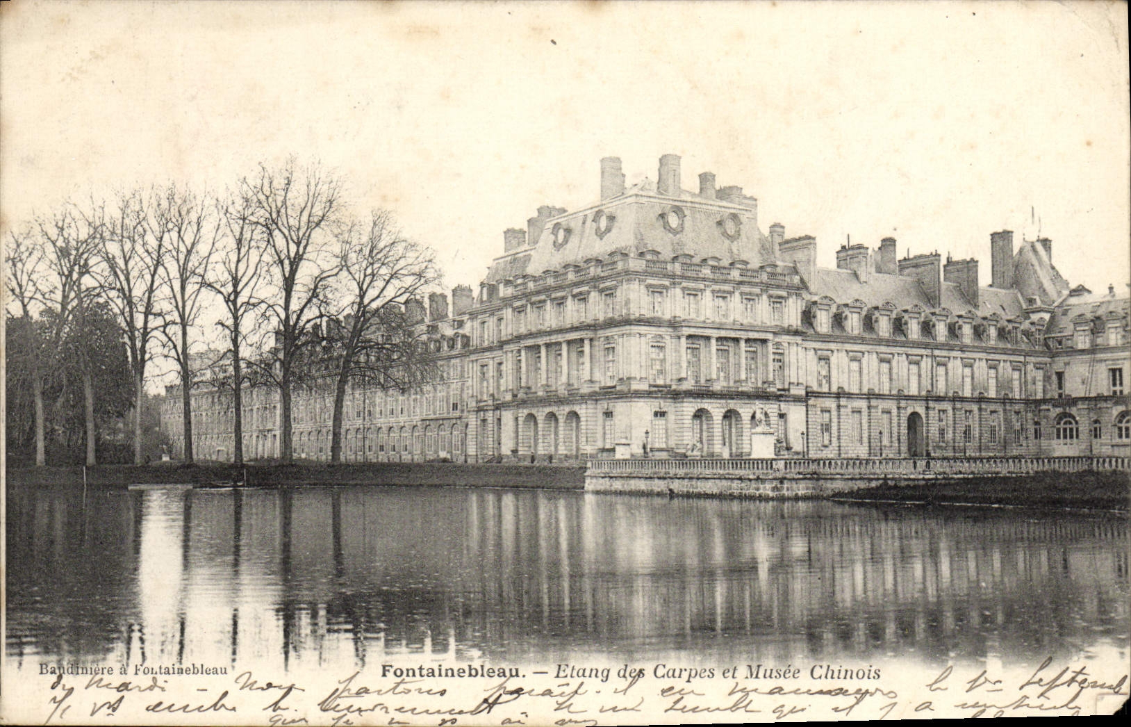 VINTAGE POSTCARD Fontainbleau Pond of Carps and Chinese Musee China Clouded