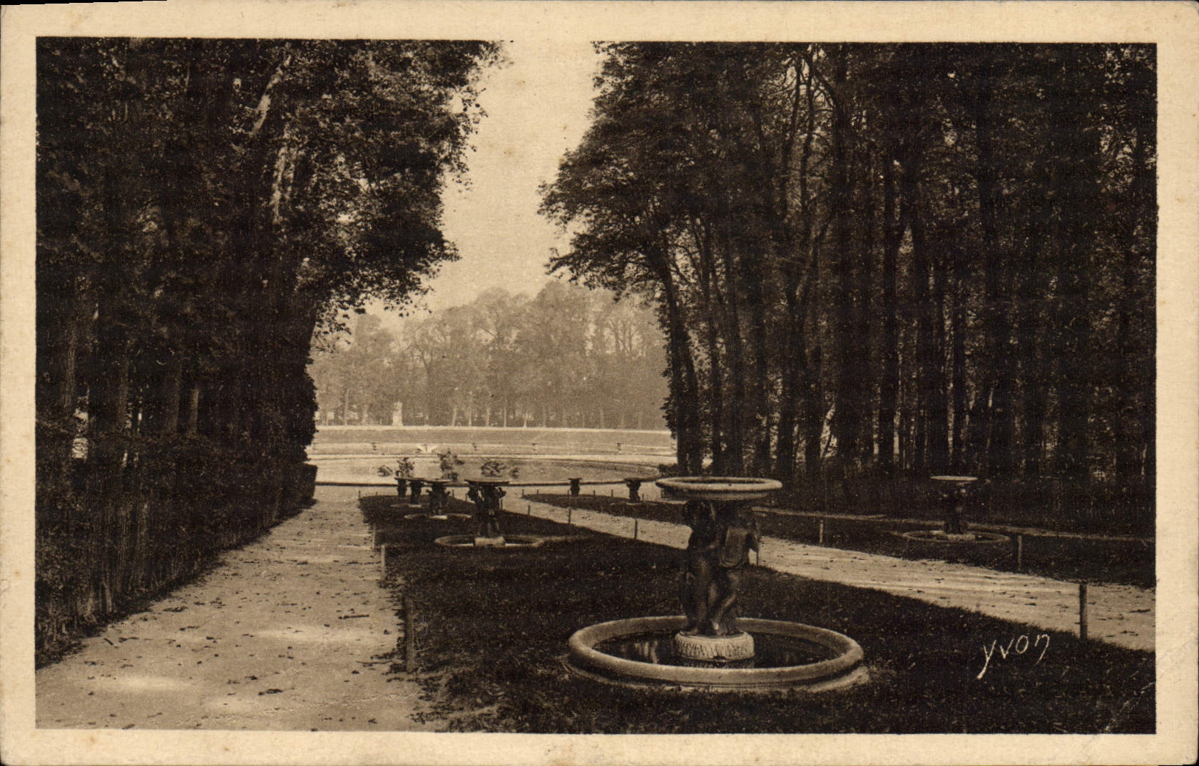 VINTAGE POSTCARD Splendors and Charms of Versailles gardens the water alley