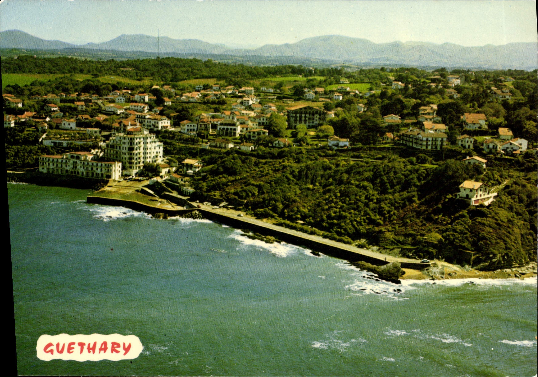 MODERN CARD Guethary View In the foreground the casino the port and the dam