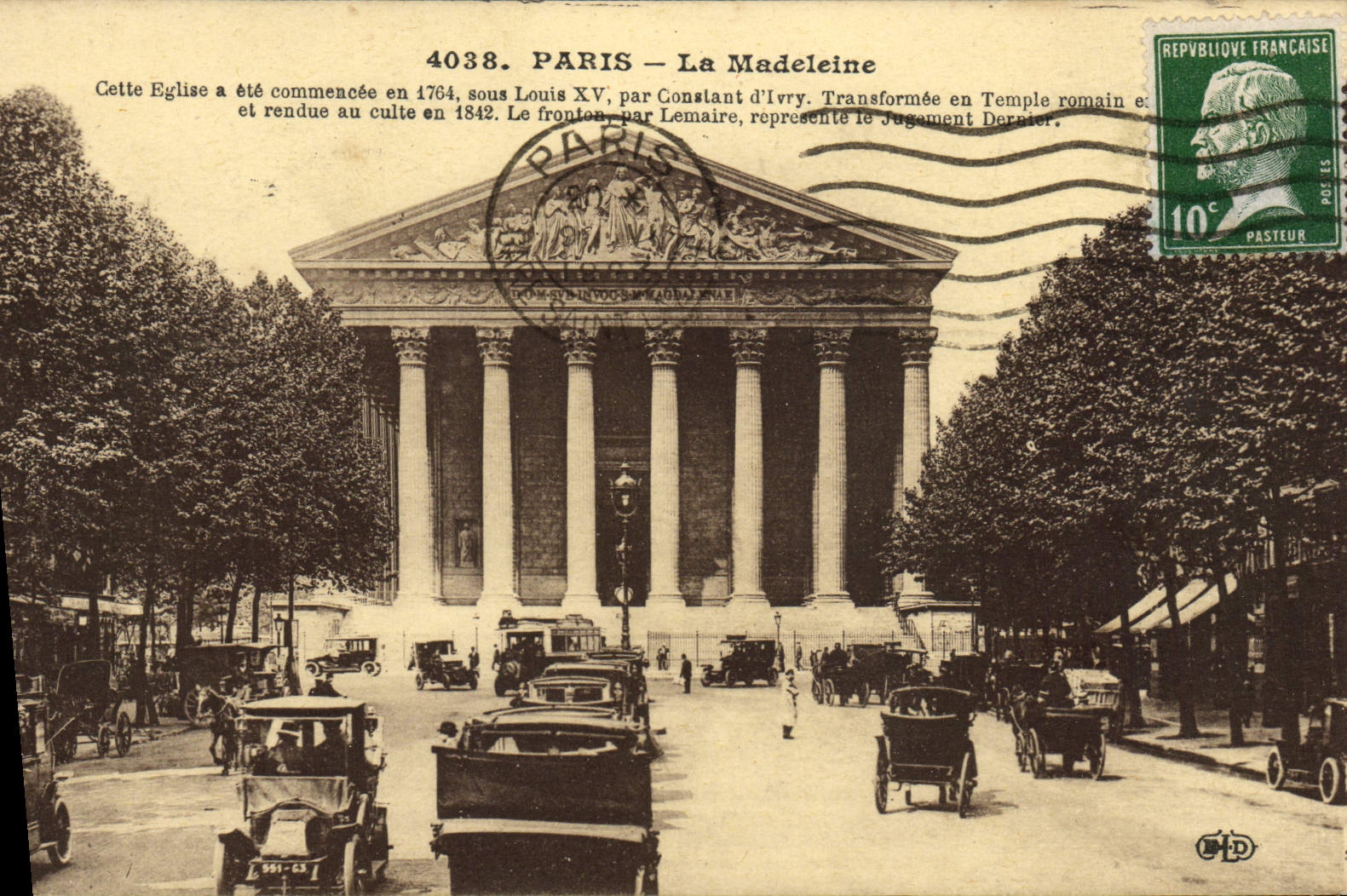 VINTAGE POSTCARD Paris the Automobile Madeleine