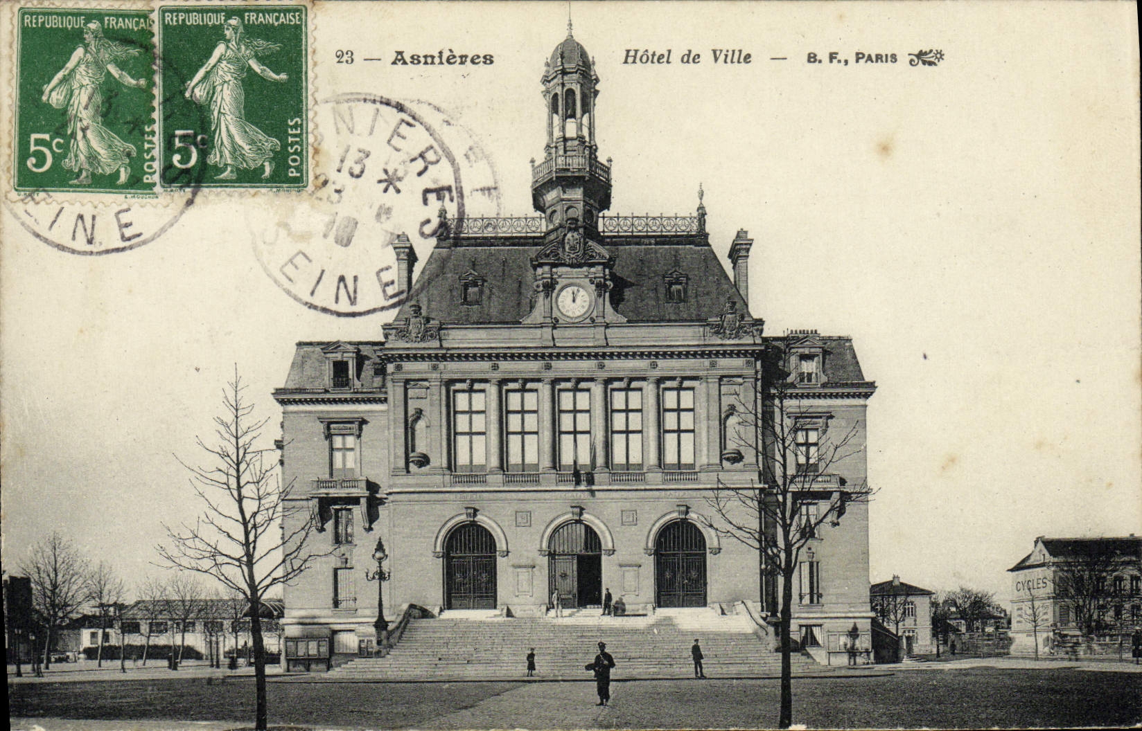 VINTAGE POSTCARD Asnières Town hall