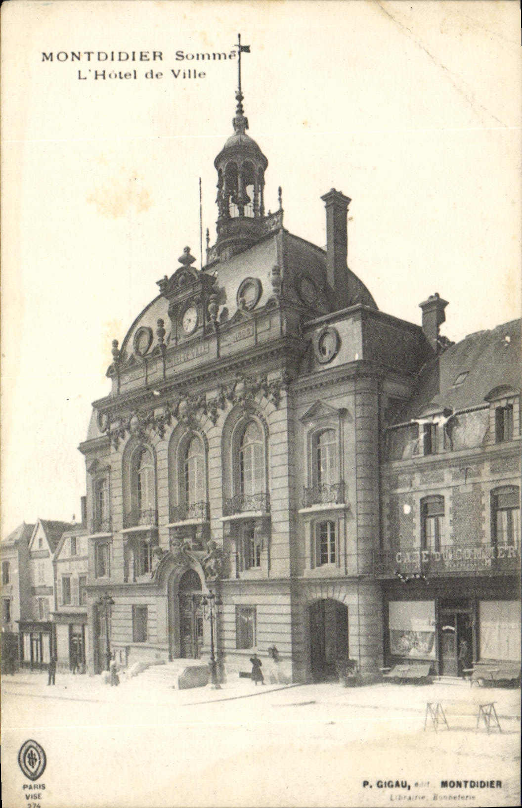 VINTAGE POSTCARD Montdidier Summons the Town hall