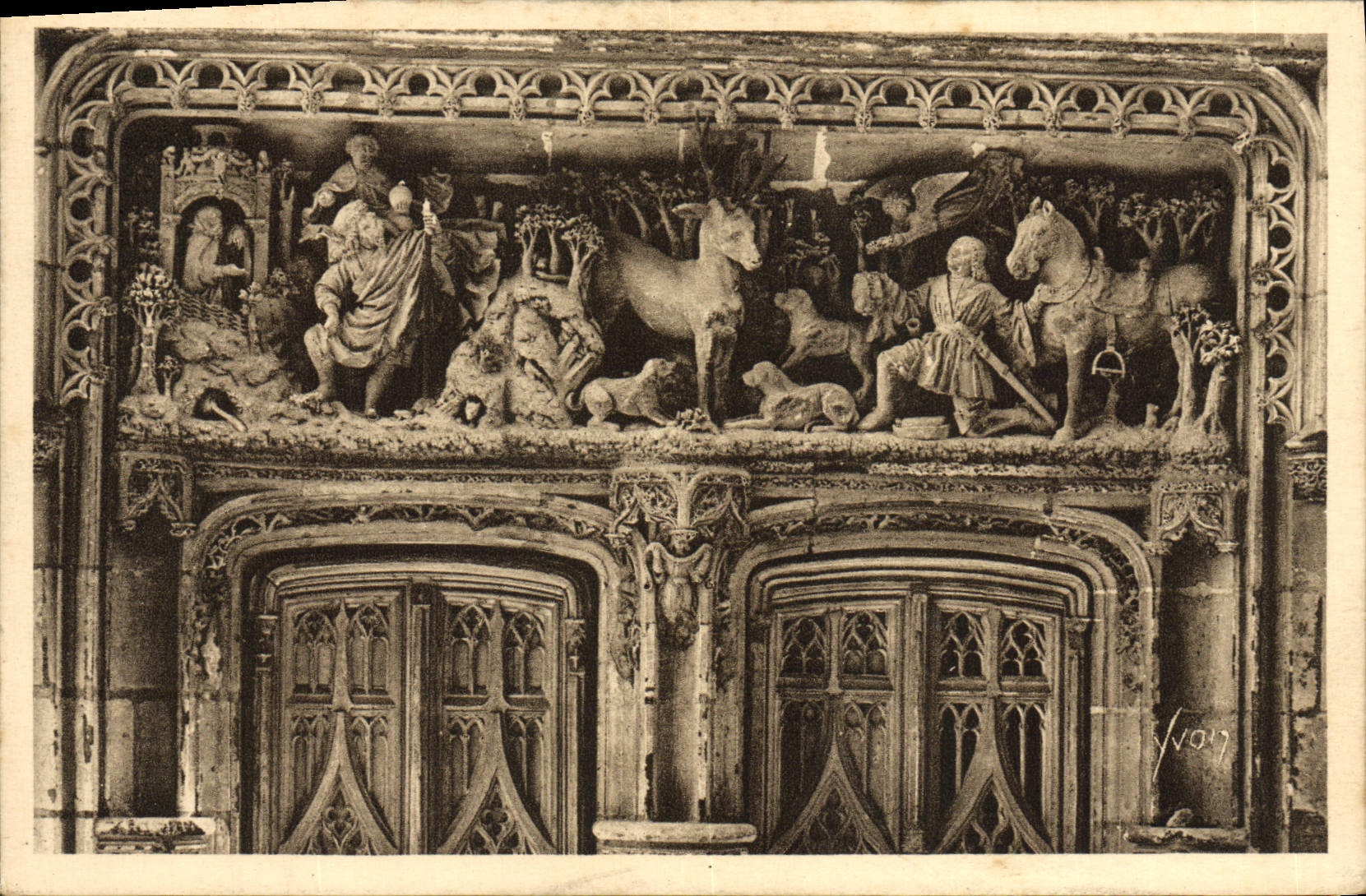 Detalle de D Amboise del castillo de la POSTAL de la VENDIMIA de la puerta de la cámara acorazada Hubort Saint