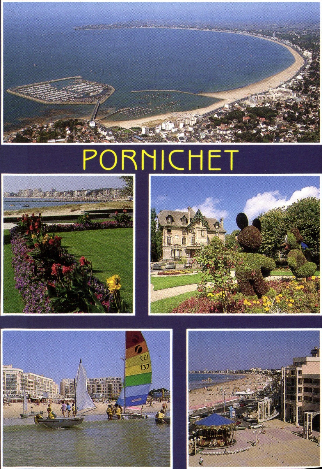 MODERN CARD Pornichet the beach the port and the town hall