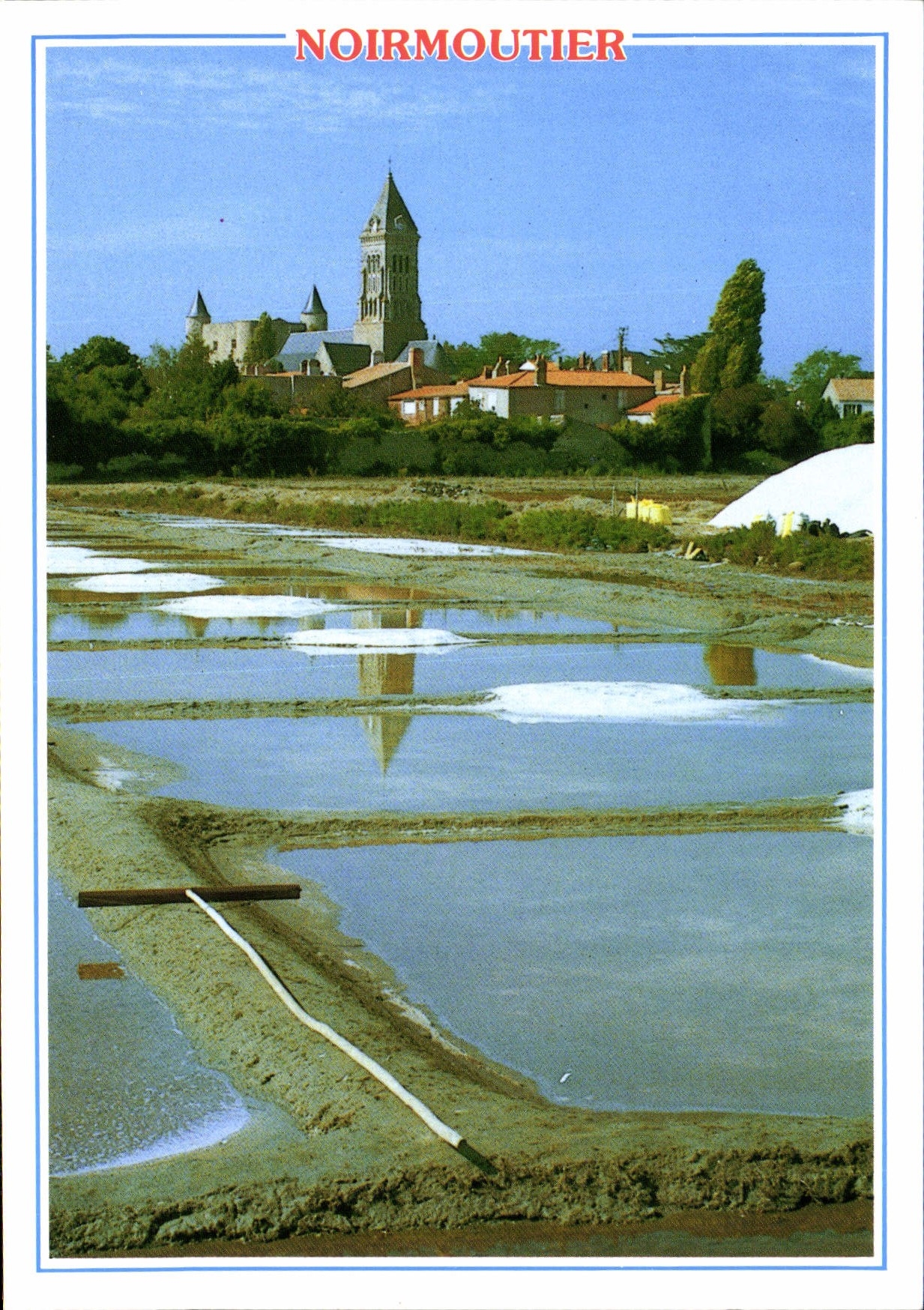 MODERN CARD Noirmoutier the castle the church and mairais them saline