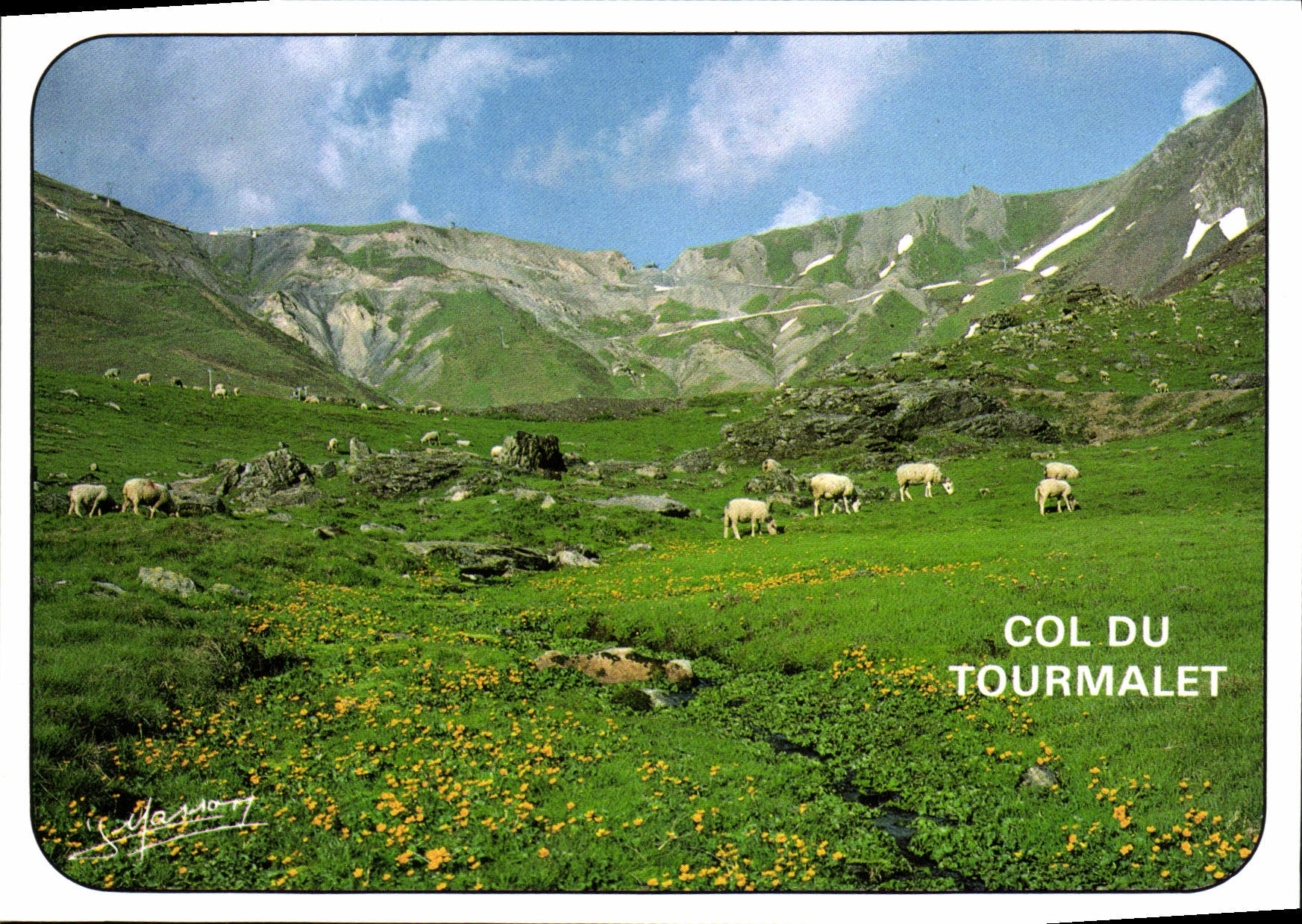 MODERN CARD Collar Of Tourmalet rise in the pastures since Bareges