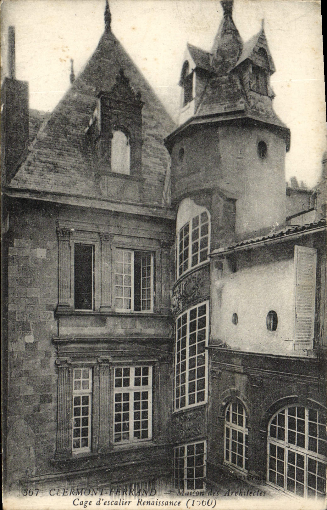 VINTAGE POSTCARD Clermont Ferrand House of the architects Stair-well Renaissance