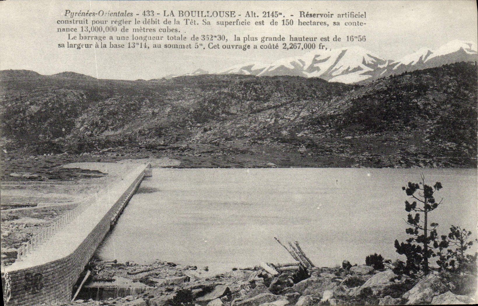 VINTAGE POSTCARD Bouillouses artificial Tank