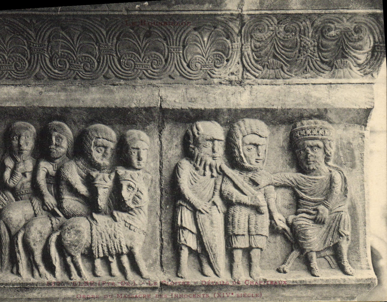 VINTAGE POSTCARD Elne the cloister details of capitals Order of the massacre of the innocent