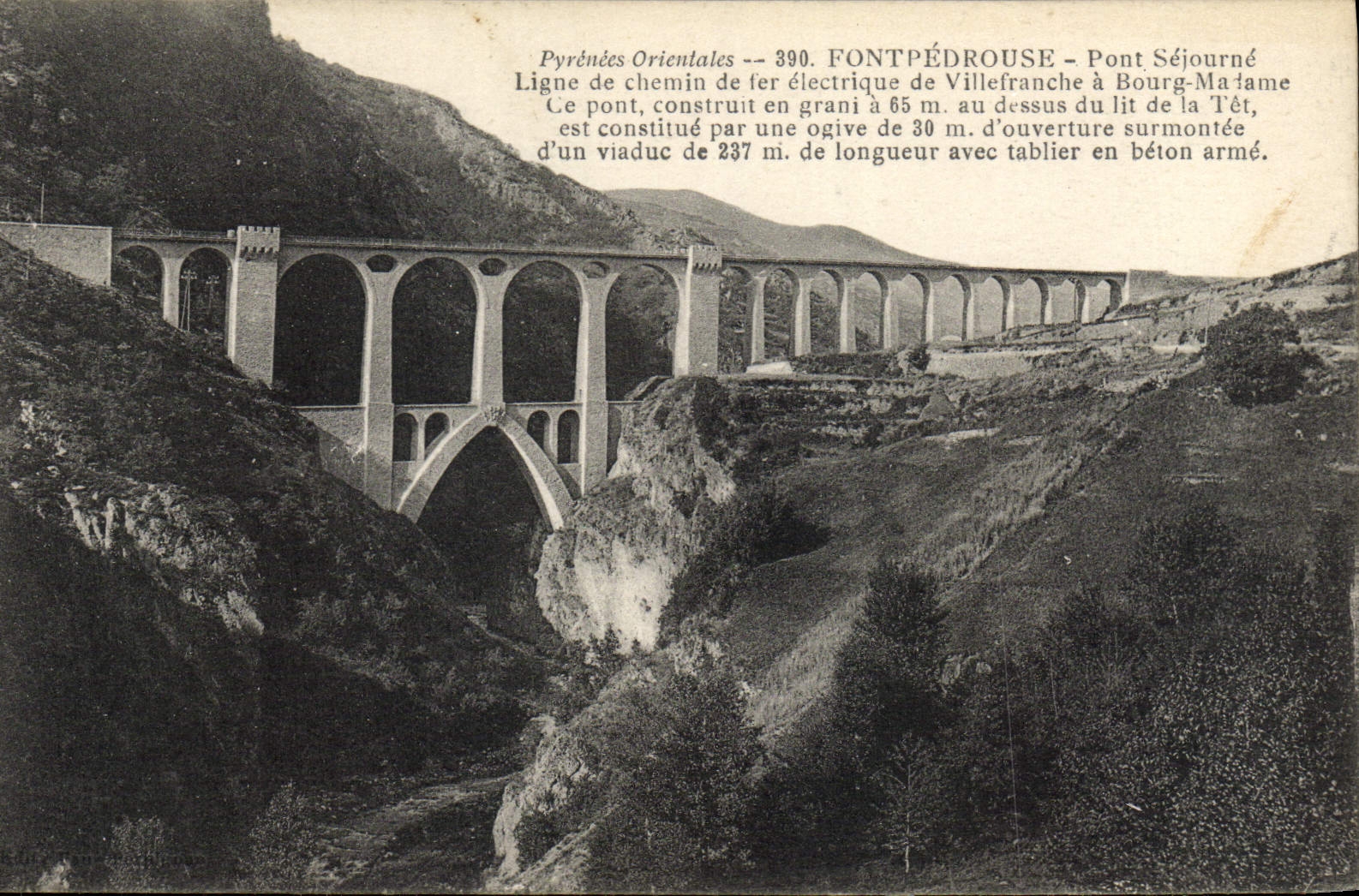 VINTAGE POSTCARD Fontpedrouse Fontpedouse Railway line Electric Train