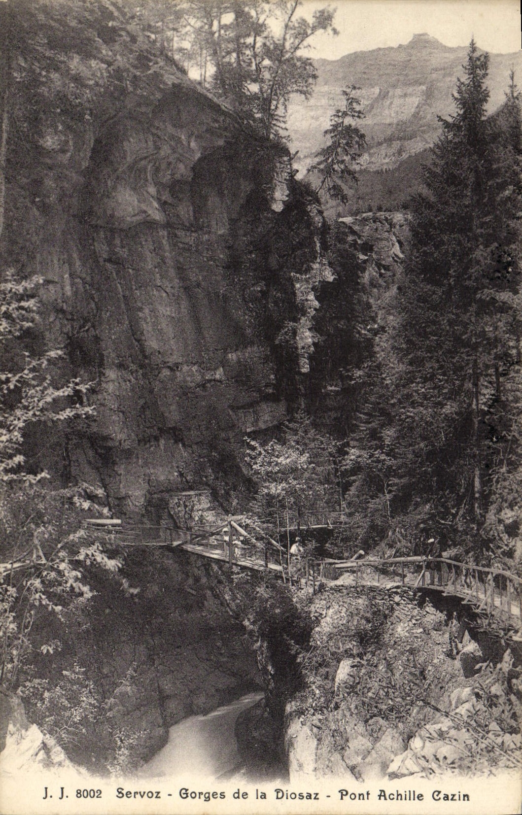 VINTAGE POSTCARD Servoz Falls Of Diosaz Bridge Achilles Cazin