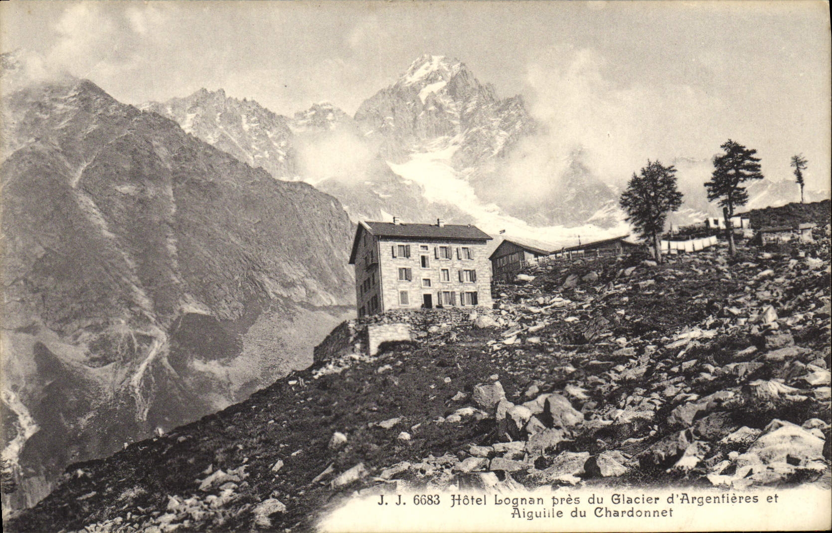 VINTAGE POSTCARD Lognan Hotel Close to the Glacier D' Argentieres And Aiguille Hanging-post
