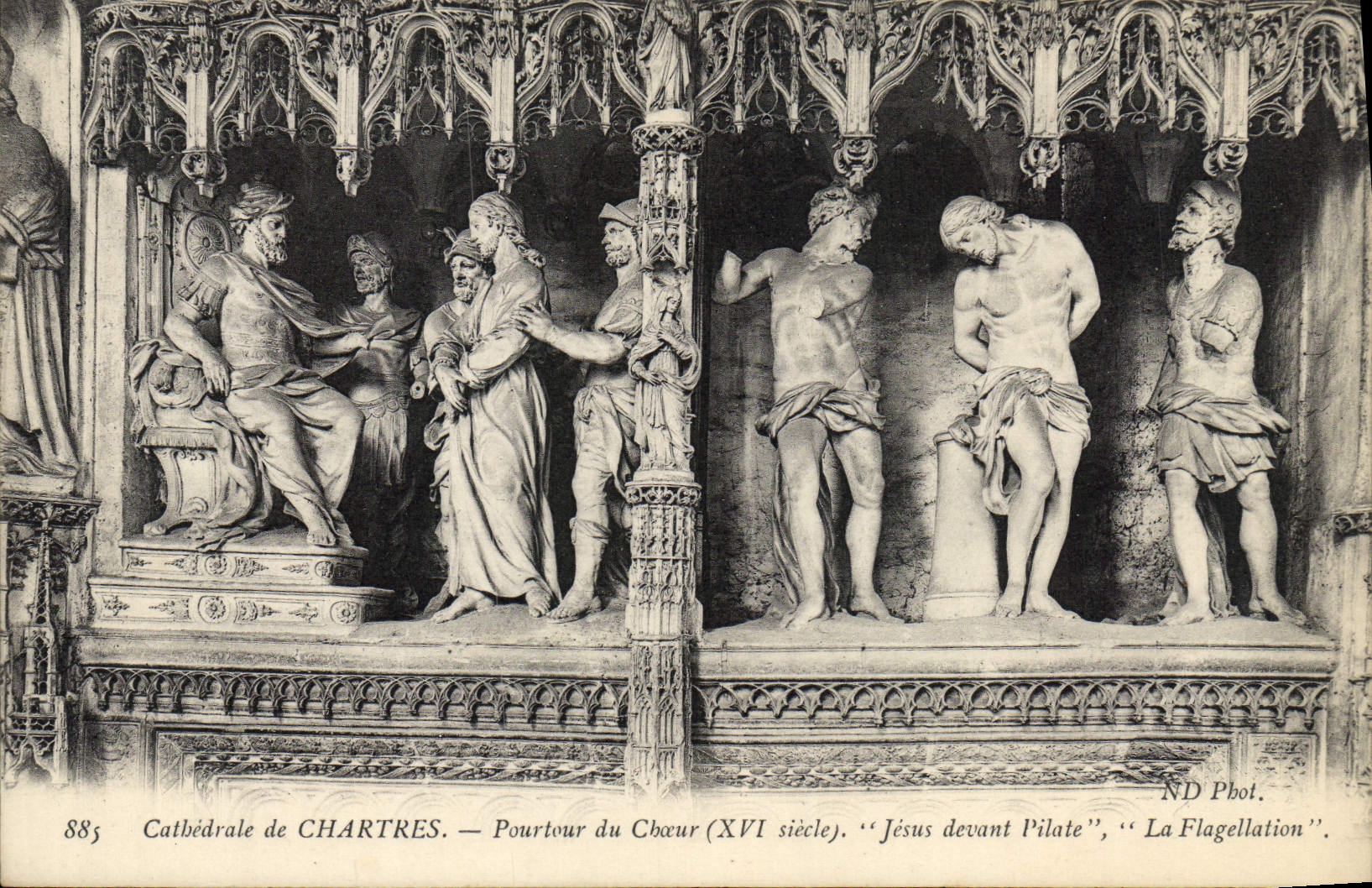 Catedral de la POSTAL de la VENDIMIA de la circunferencia de Chartres del estribillo de Jesús delante de azotar de Pilate