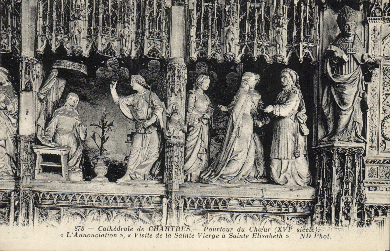 La POSTAL Cathedrale de la VENDIMIA de Chartres Pourtour del estribillo que el anuncio visita a Virgen bendecida tiene Sainte Elisabeth