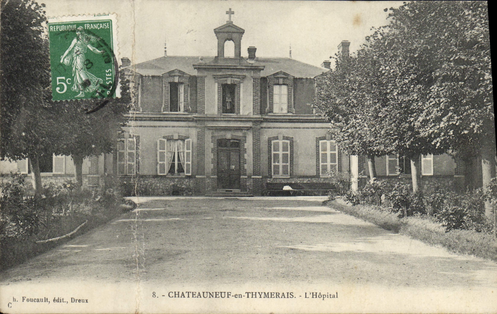 POSTAL Chateauneuf de la VENDIMIA en Thymerais el hospital
