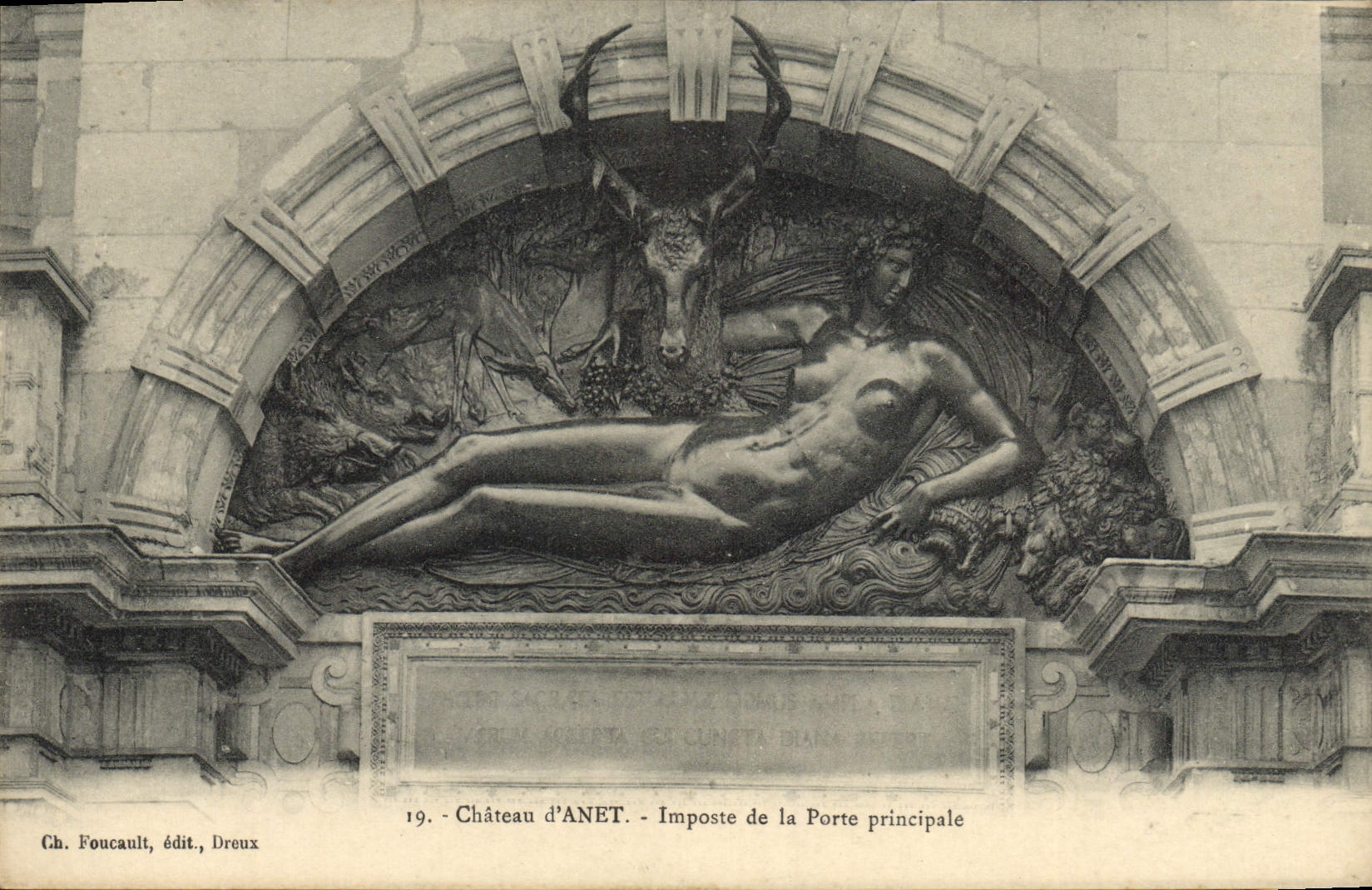 Castillo de la POSTAL de la VENDIMIA del travesaño de Anet del macho principal de la puerta