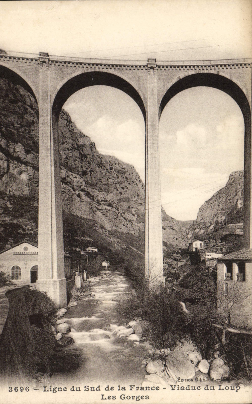 VINTAGE POSTCARD Line Of the South Of France Viaduct Of the Wolf throats