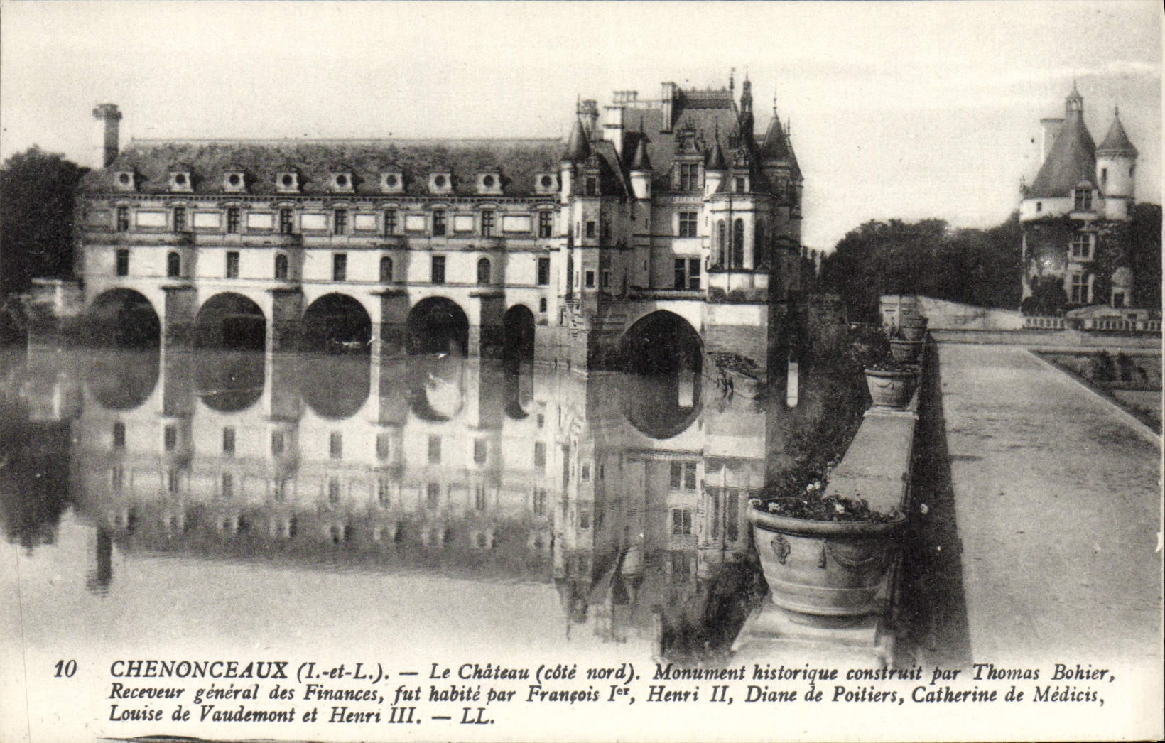 POSTAL Chenonceaux de la VENDIMIA el edificio histórico del castillo