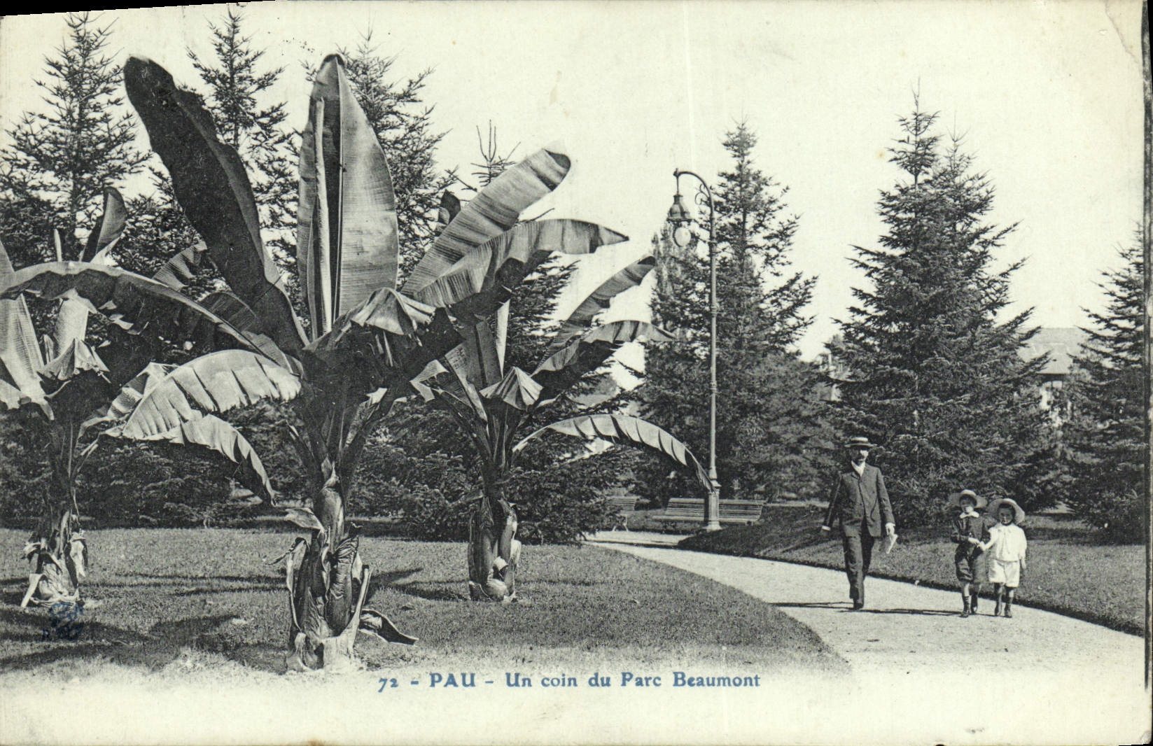 POSTAL Pau de la VENDIMIA una esquina del parque de Beaumont