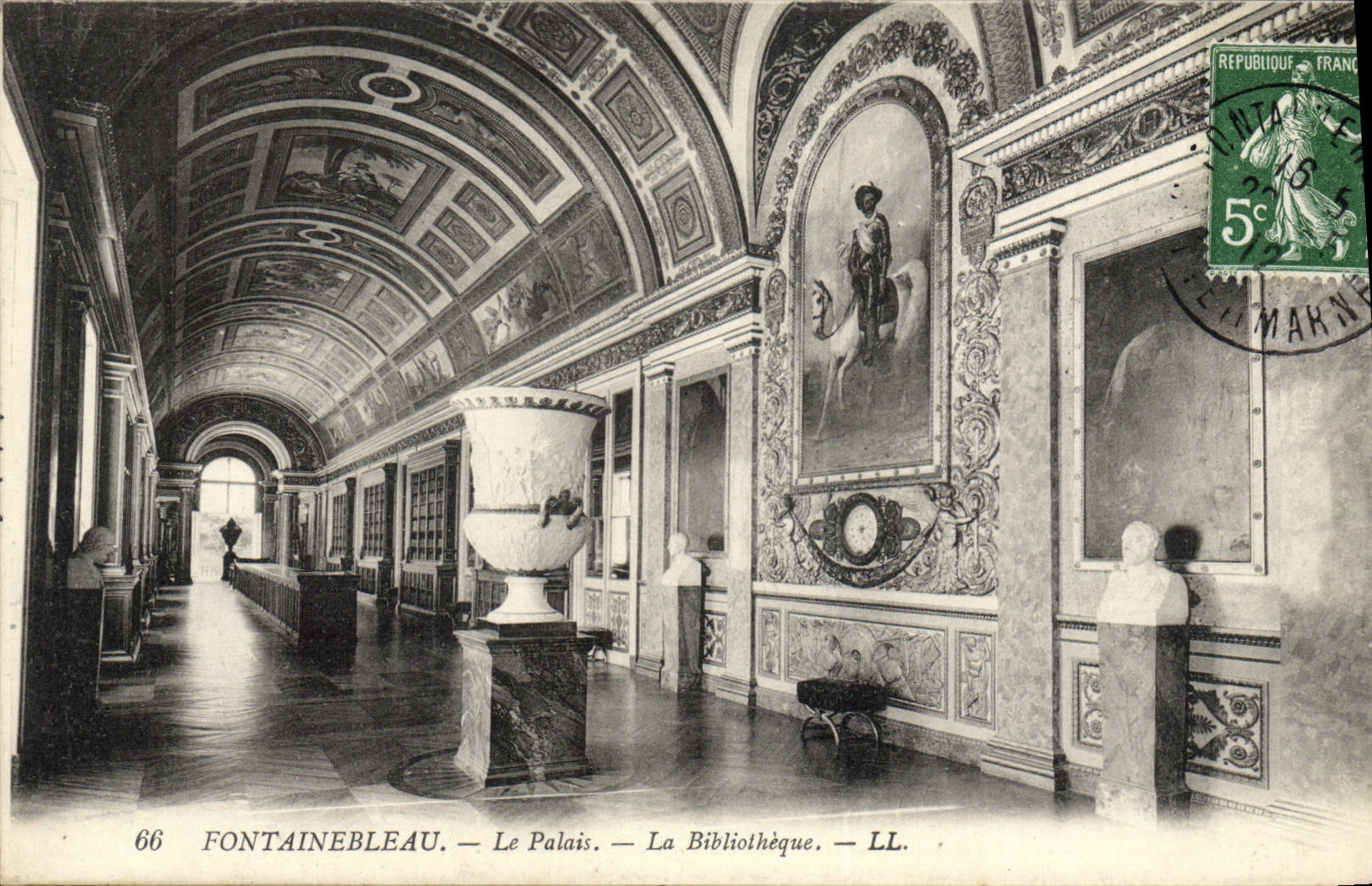 VINTAGE POSTCARD Fontainebleau the Palate the Library