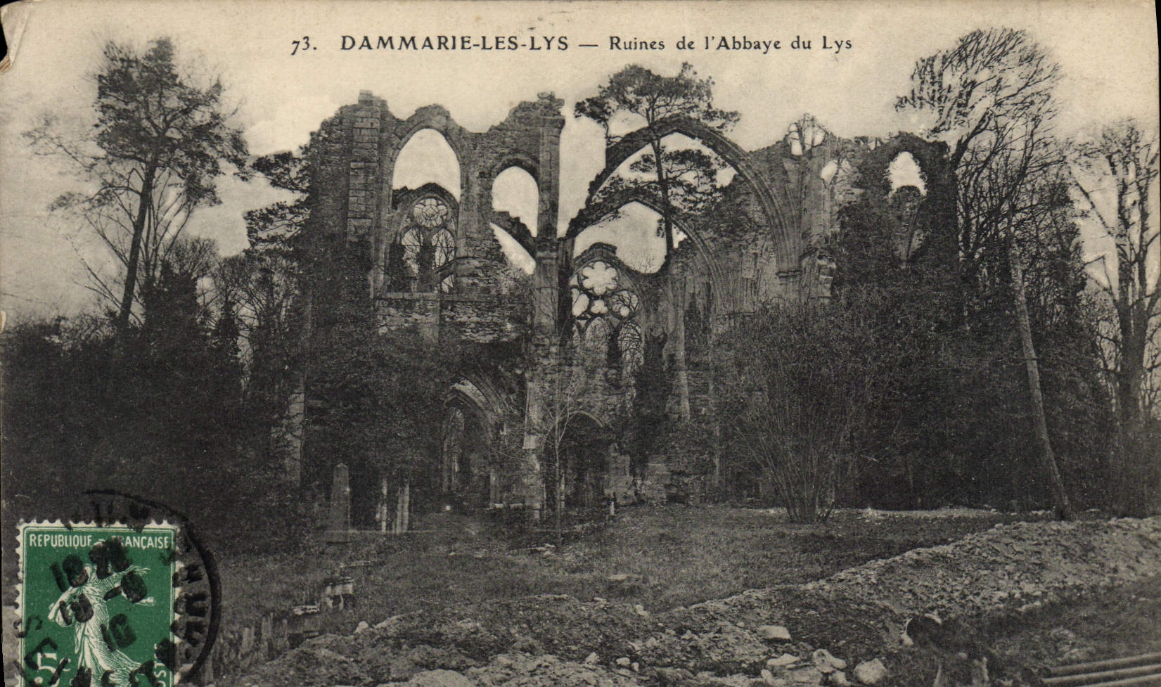 VINTAGE POSTCARD Dammarie the Lilies Ruins of the Abbey Of the Lily