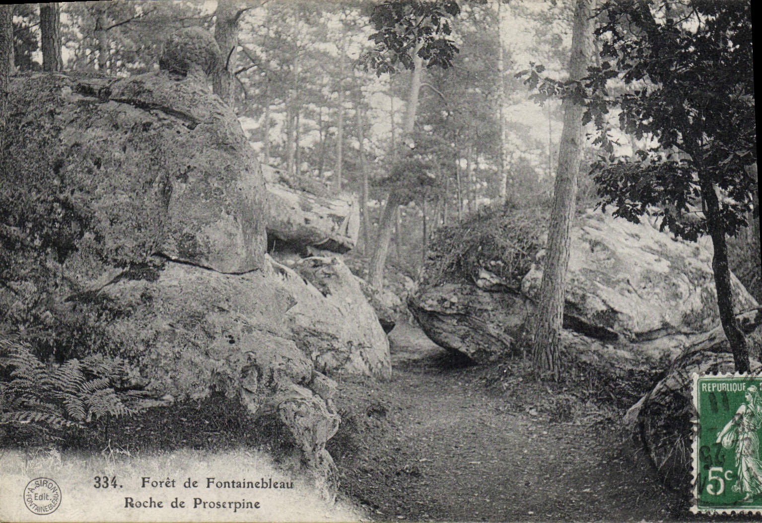 VINTAGE POSTCARD Drill of Fontainebleau Rock of Proserpine