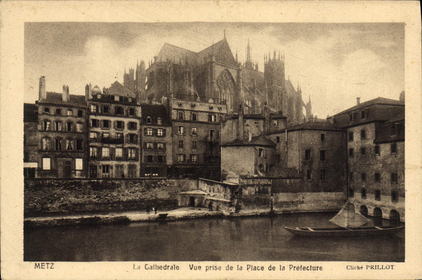 POSTAL Metz de la VENDIMIA la catedral vista del lugar de la prefectura
