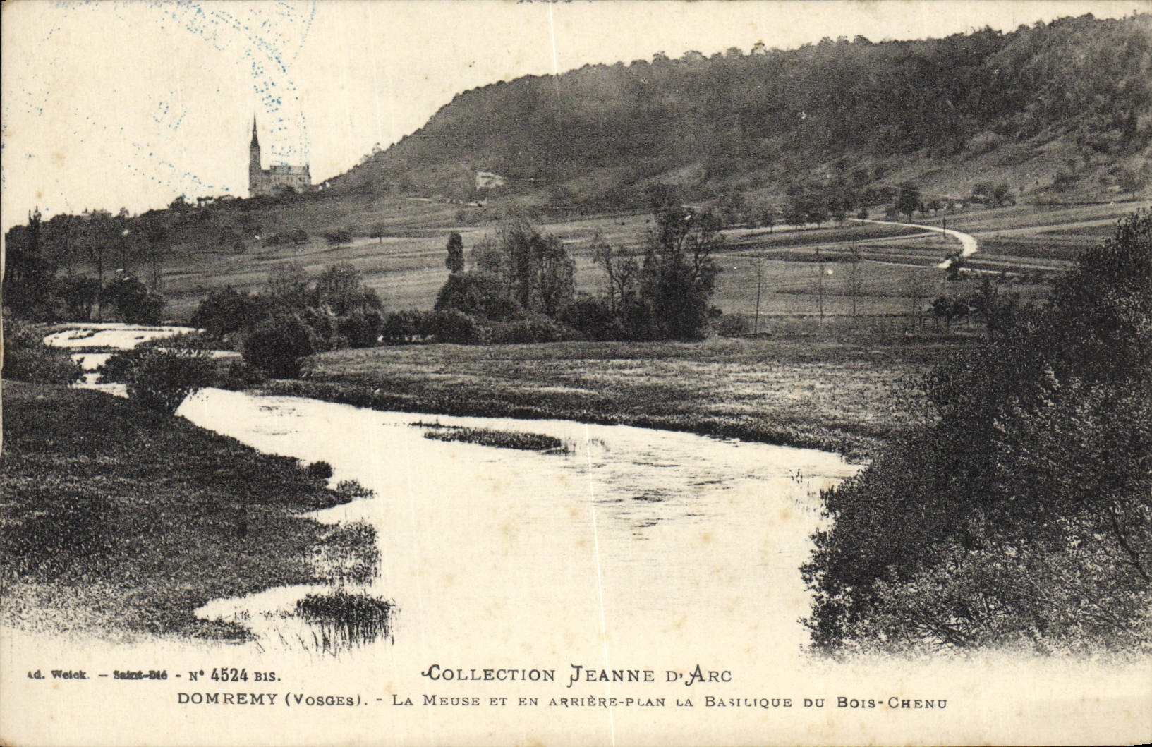 CPA Domremy La Meuse et son arriere plan la basilique de Bois Chenu