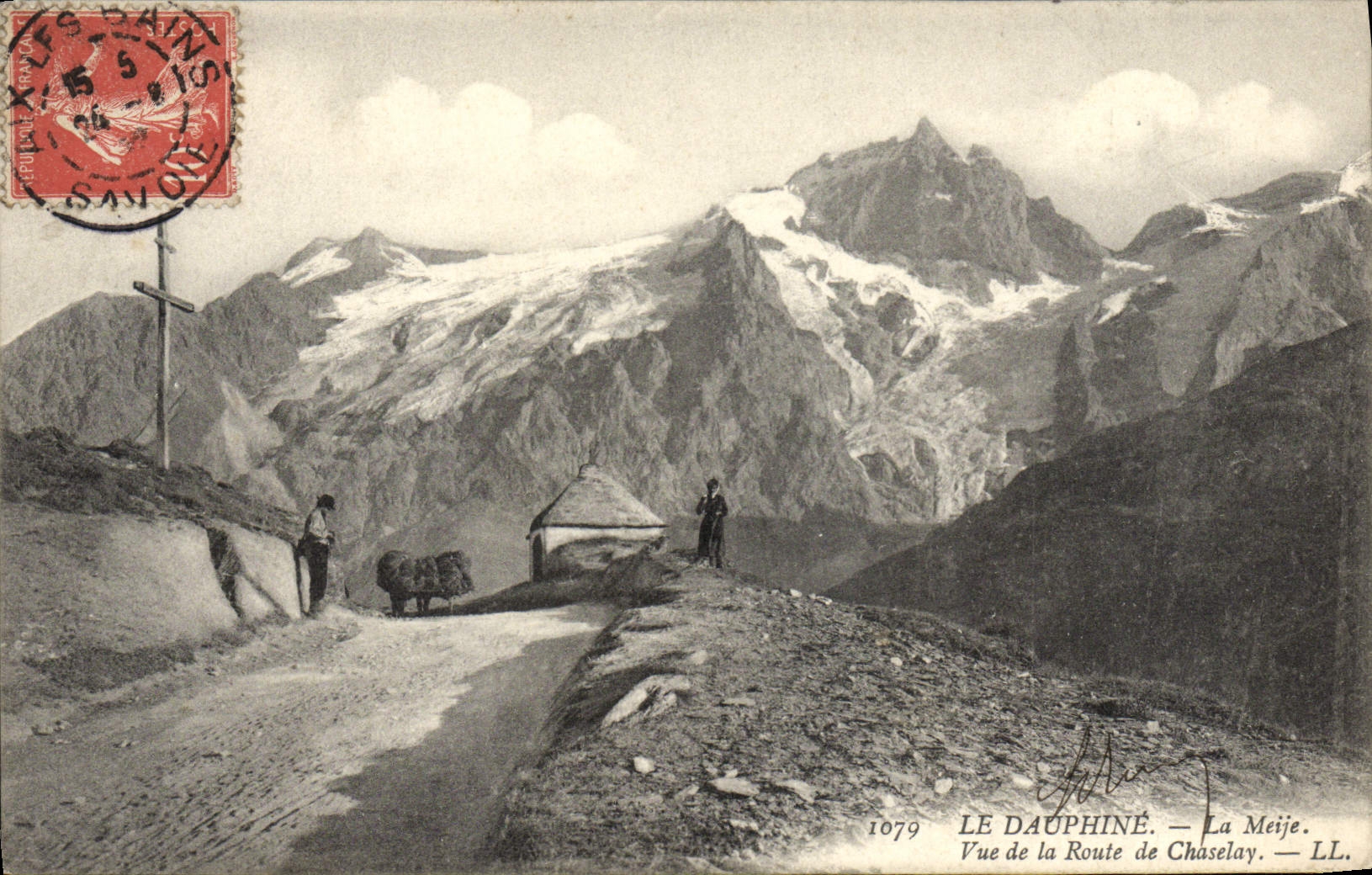 VINTAGE POSTCARD Dauphine Meije Seen of the road of Chaselay